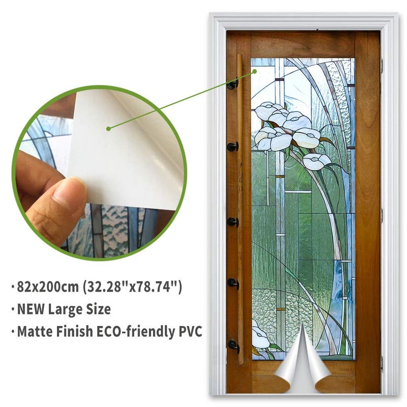 Alwayspon Stained Glass Effect Door Sticker, Peel and Stick Vinyl Door Mural Decals for Home Decor, 32.3x78.7(82x200cm), 2 Pcs Set - Image 5